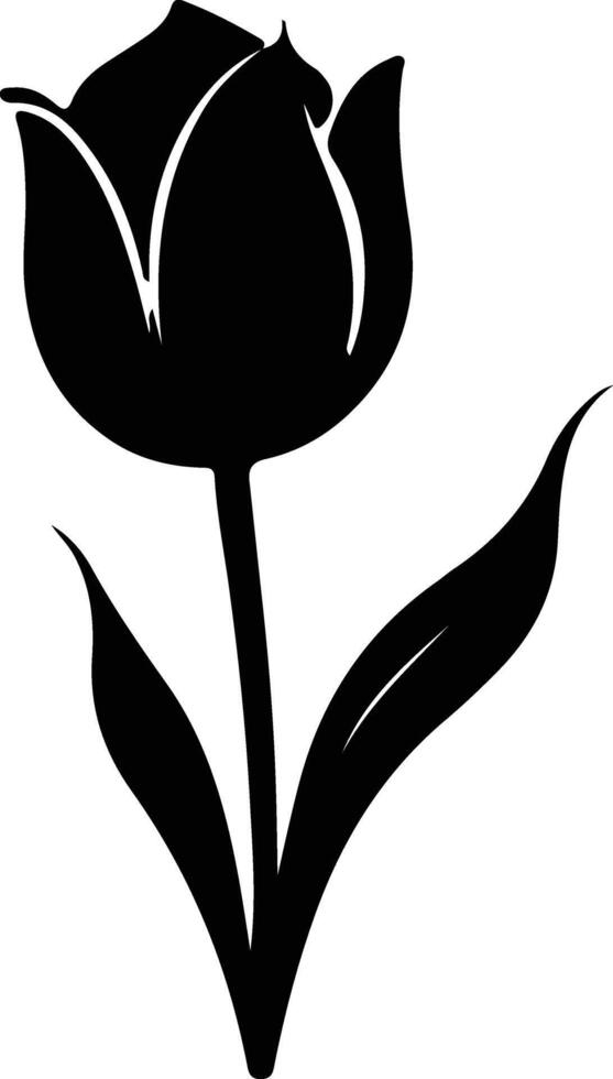 AI generated tulip  black silhouette vector