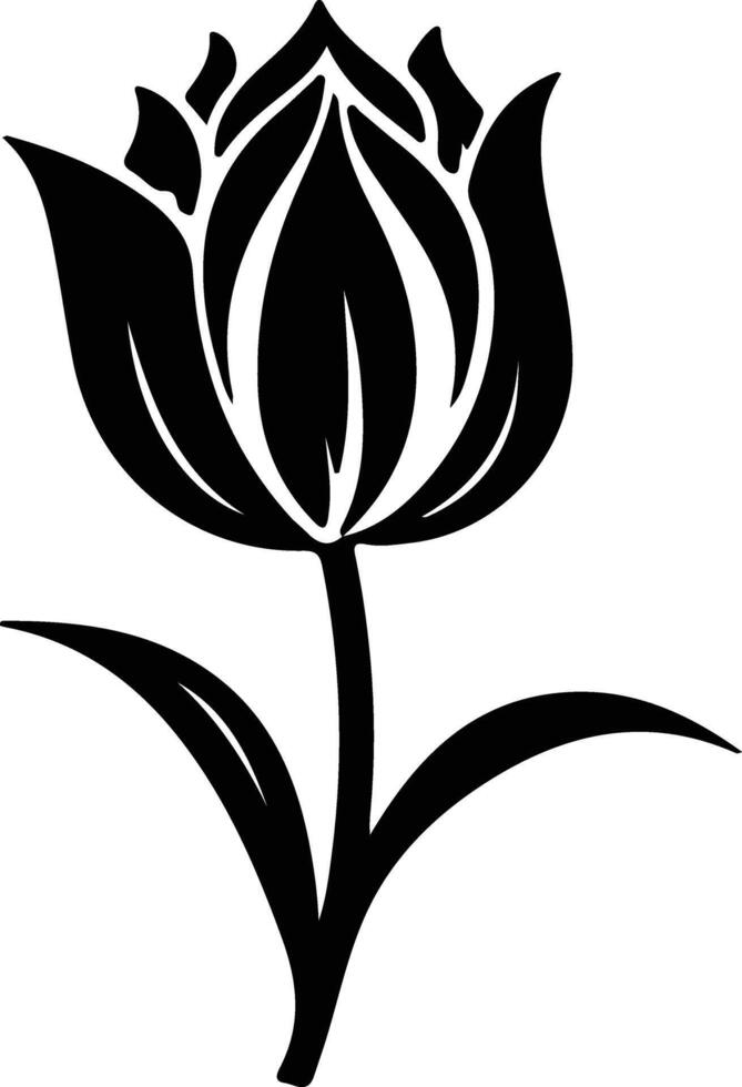 AI generated tulip  black silhouette vector