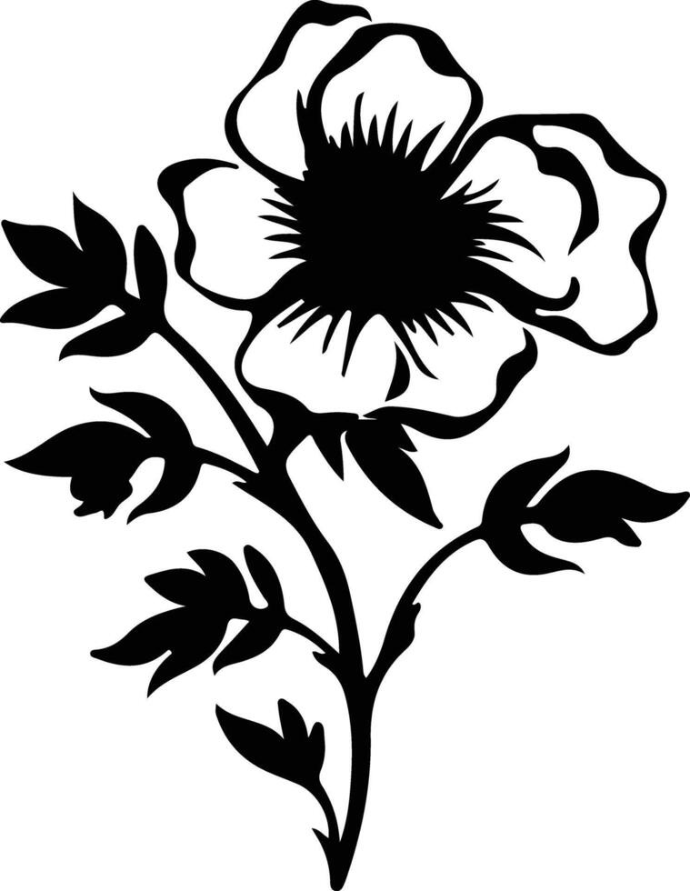 AI generated wild prairie rose  black silhouette vector