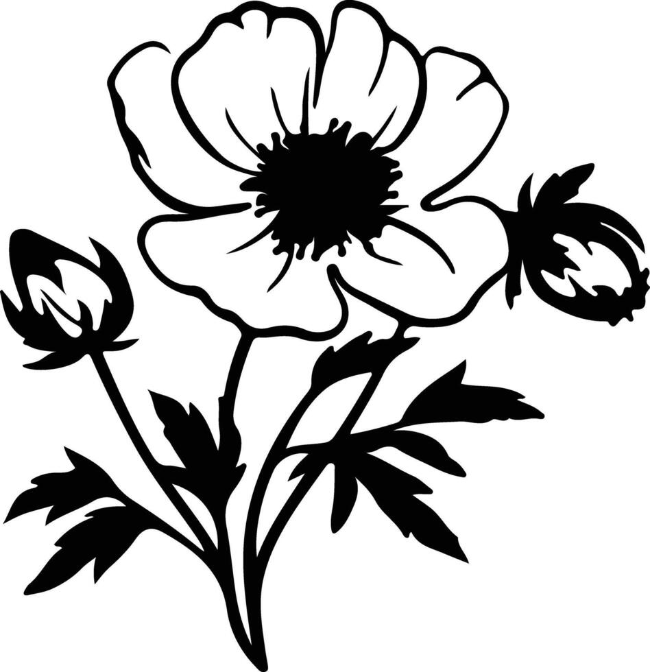AI generated wild prairie rose  black silhouette vector