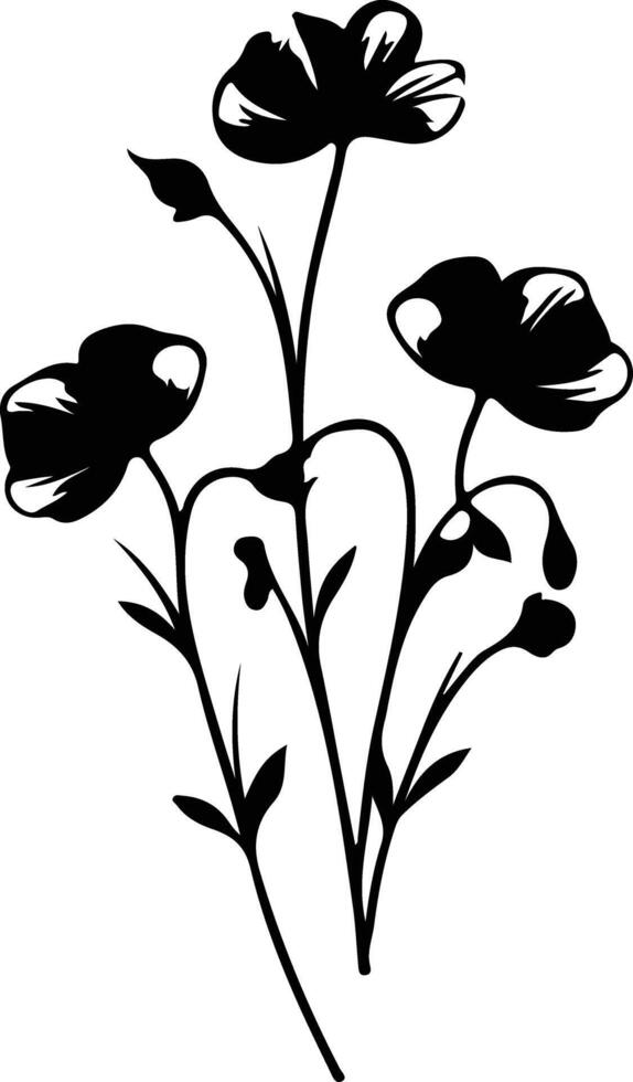 AI generated wallflower  black silhouette vector