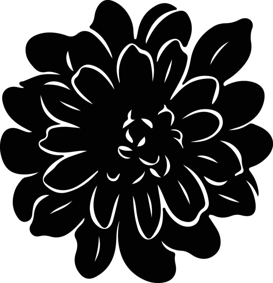 AI generated zinnia  black silhouette vector