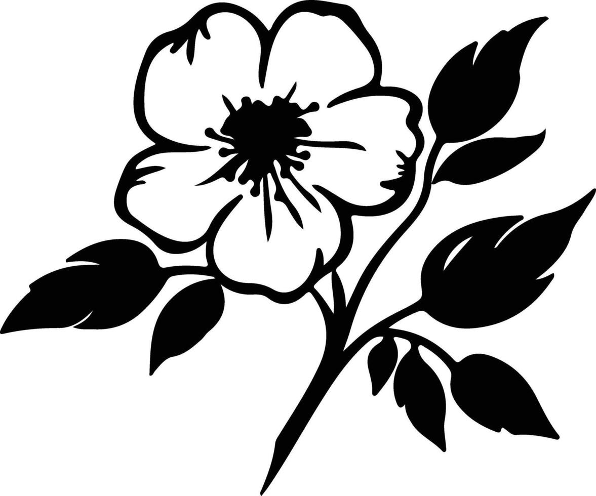 AI generated wild prairie rose  black silhouette vector