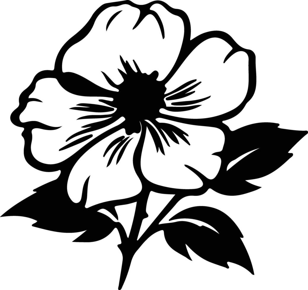 AI generated wild prairie rose  black silhouette vector