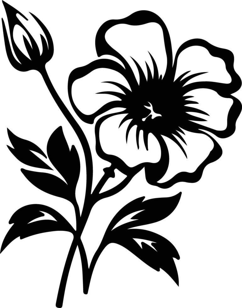 AI generated wild prairie rose  black silhouette vector