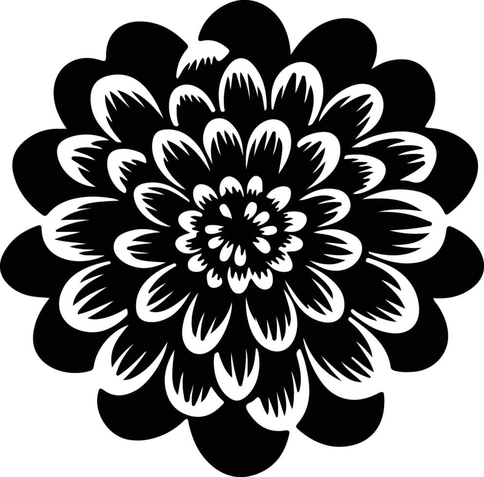 AI generated zinnia  black silhouette vector