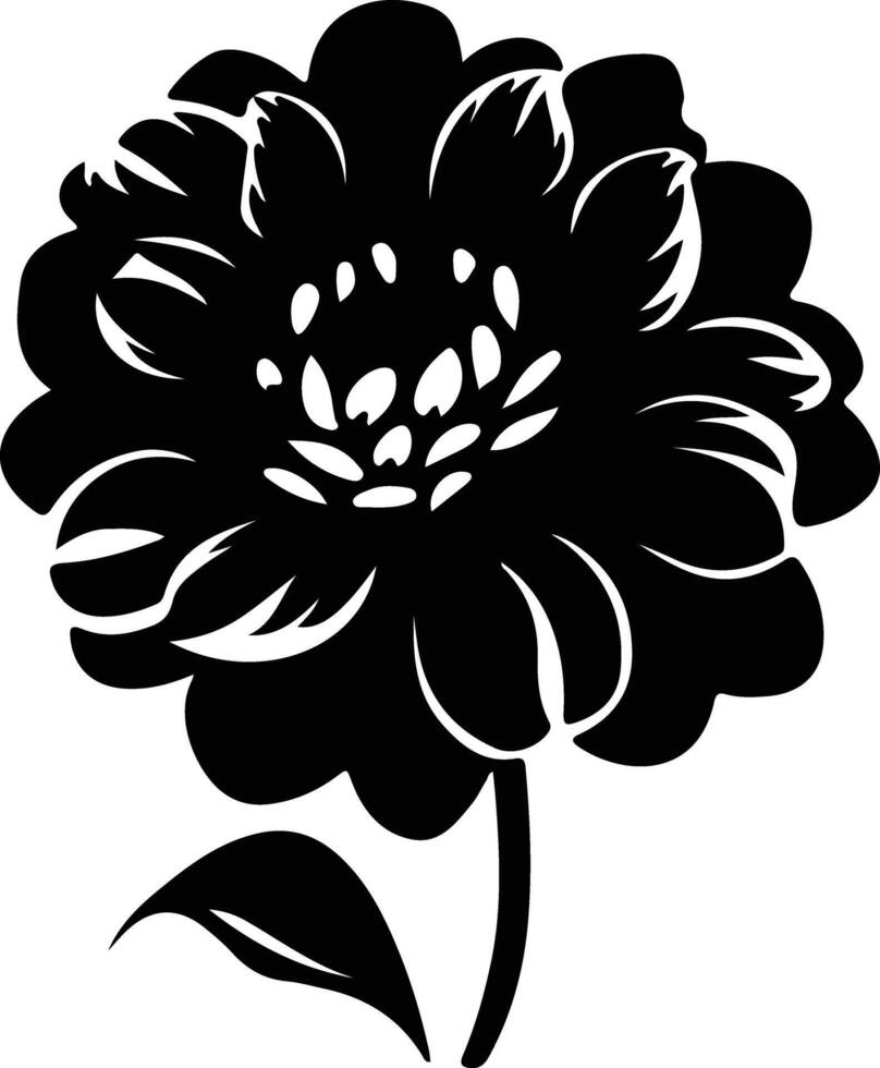 AI generated zinnia  black silhouette vector