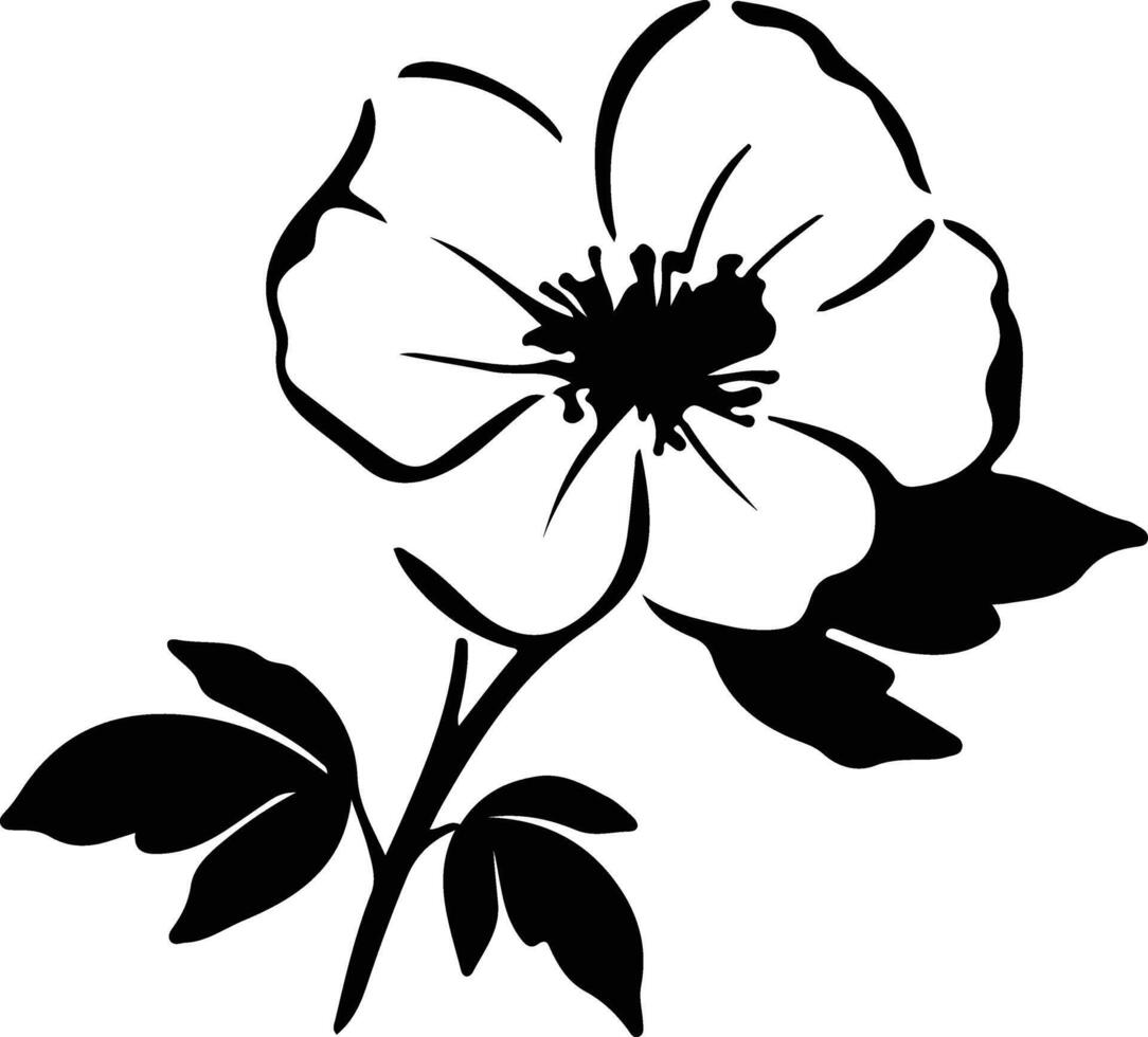 AI generated wild prairie rose  black silhouette vector