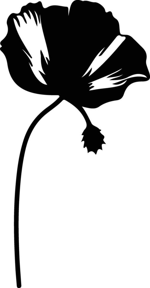 AI generated California poppy  black silhouette vector