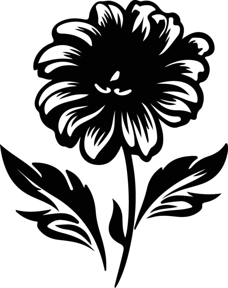 AI generated zinnia  black silhouette vector