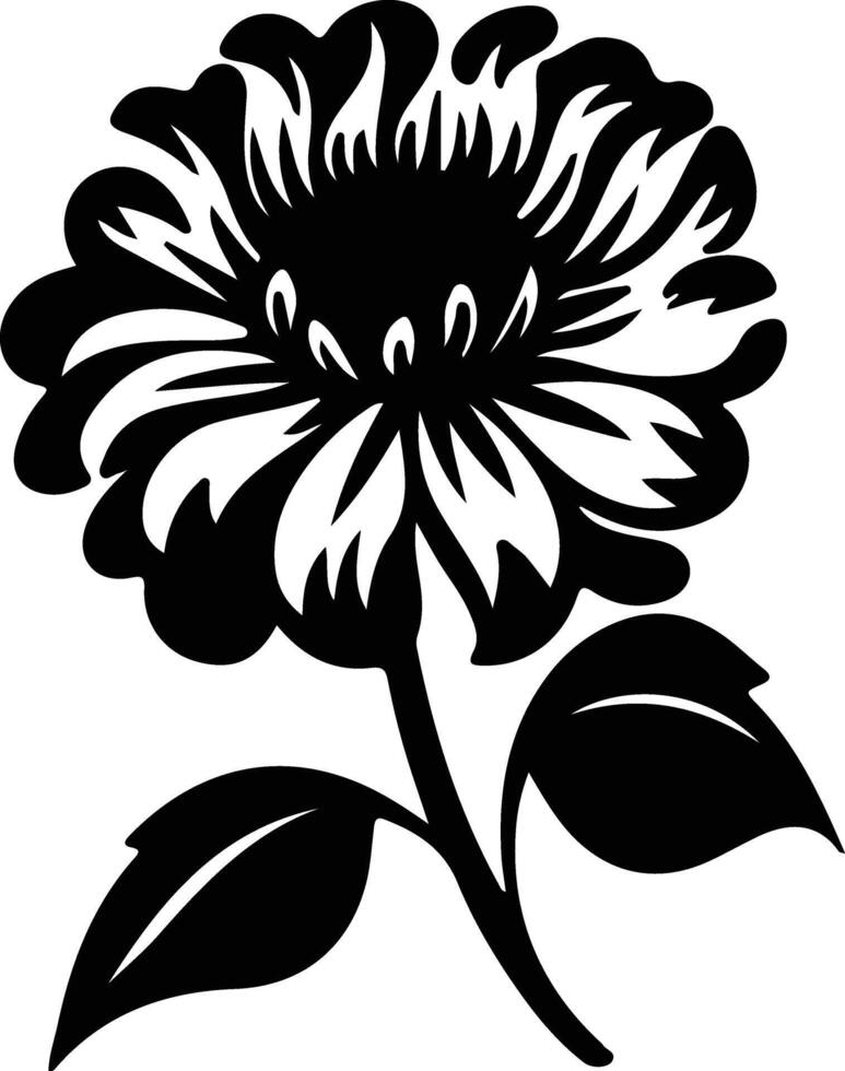 AI generated zinnia  black silhouette vector