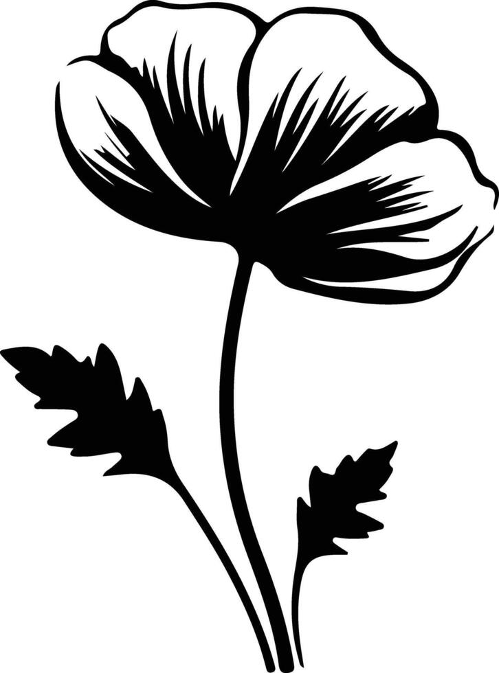 AI generated California poppy  black silhouette vector