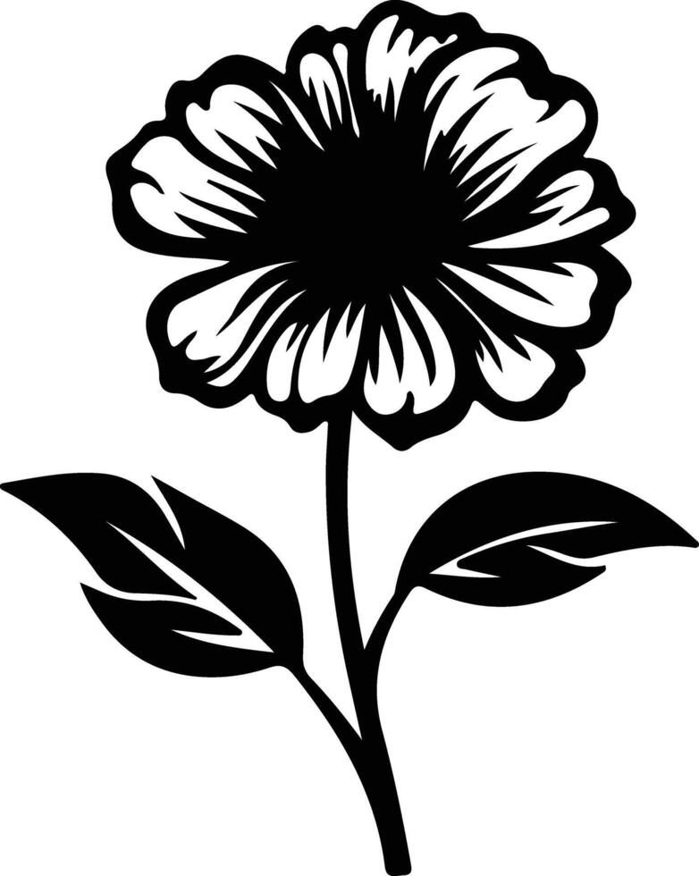 AI generated zinnia  black silhouette vector