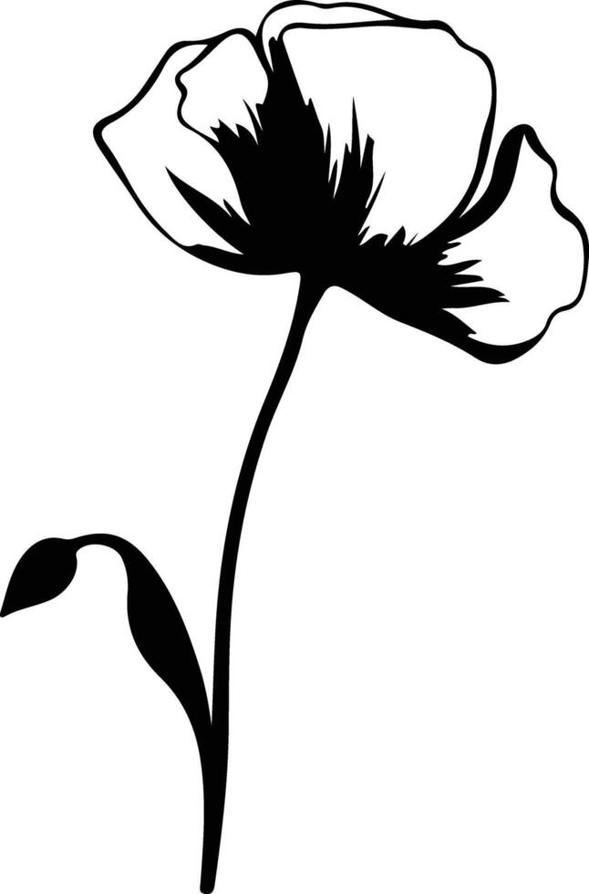 AI generated California poppy  black silhouette vector