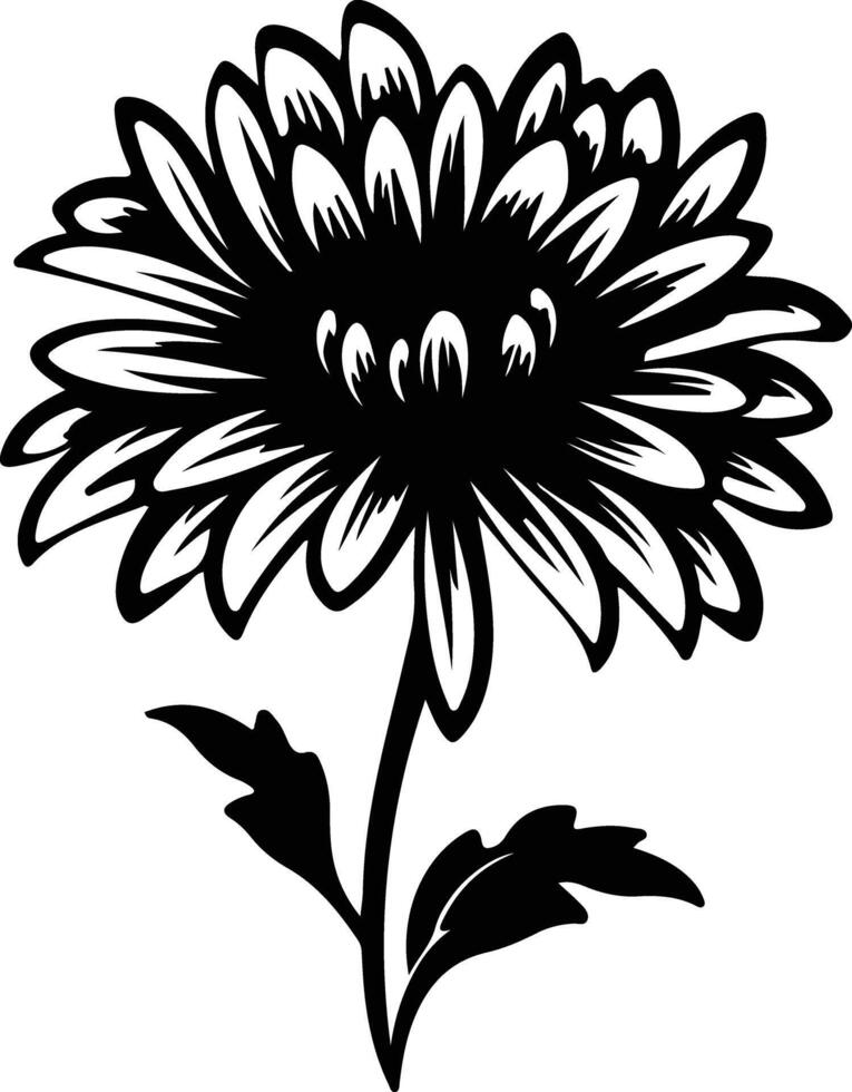 AI generated aster  black silhouette vector
