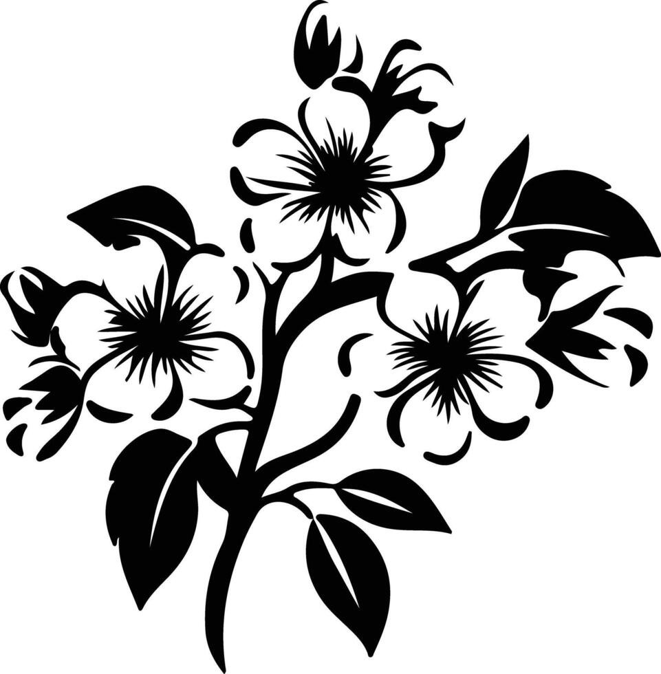 AI generated apple blossom  black silhouette vector