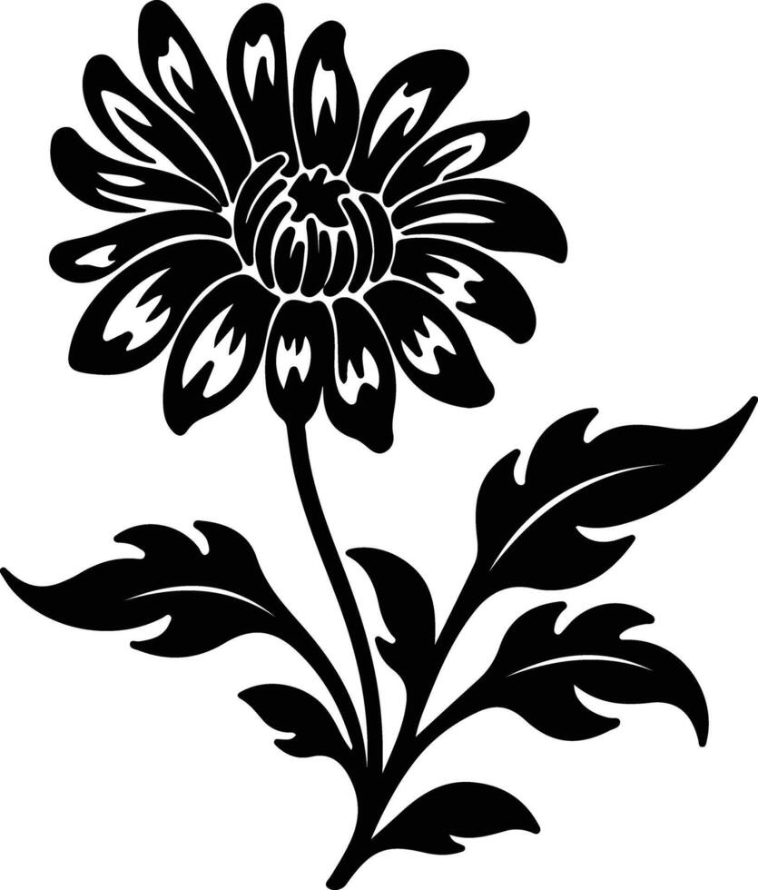 AI generated aster  black silhouette vector