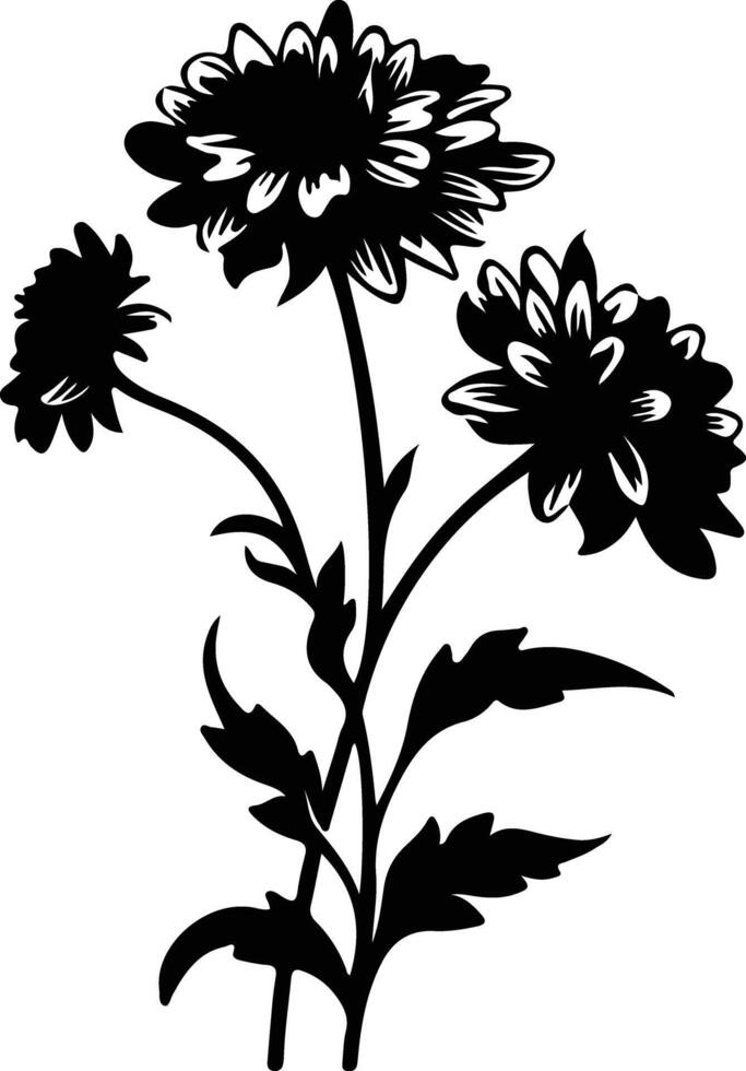 AI generated aster  black silhouette vector