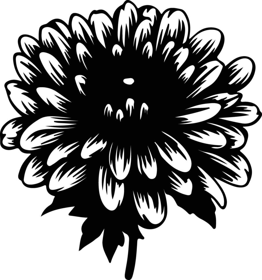 AI generated aster  black silhouette vector