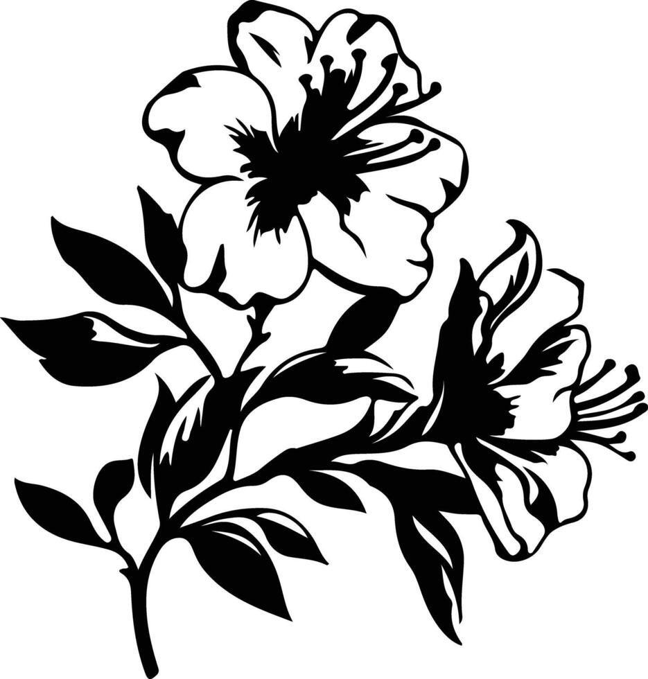 AI generated azalea  black silhouette vector