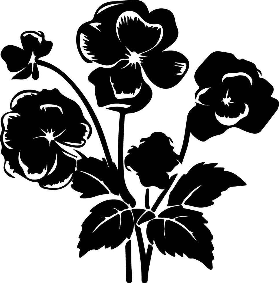 AI generated begonia black silhouette vector