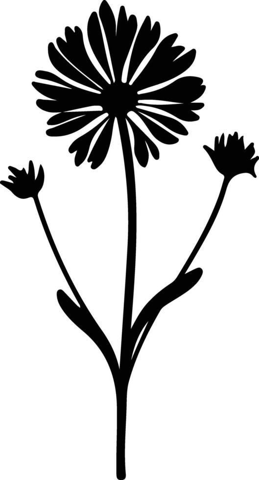 AI generated bachelor button  black silhouette vector