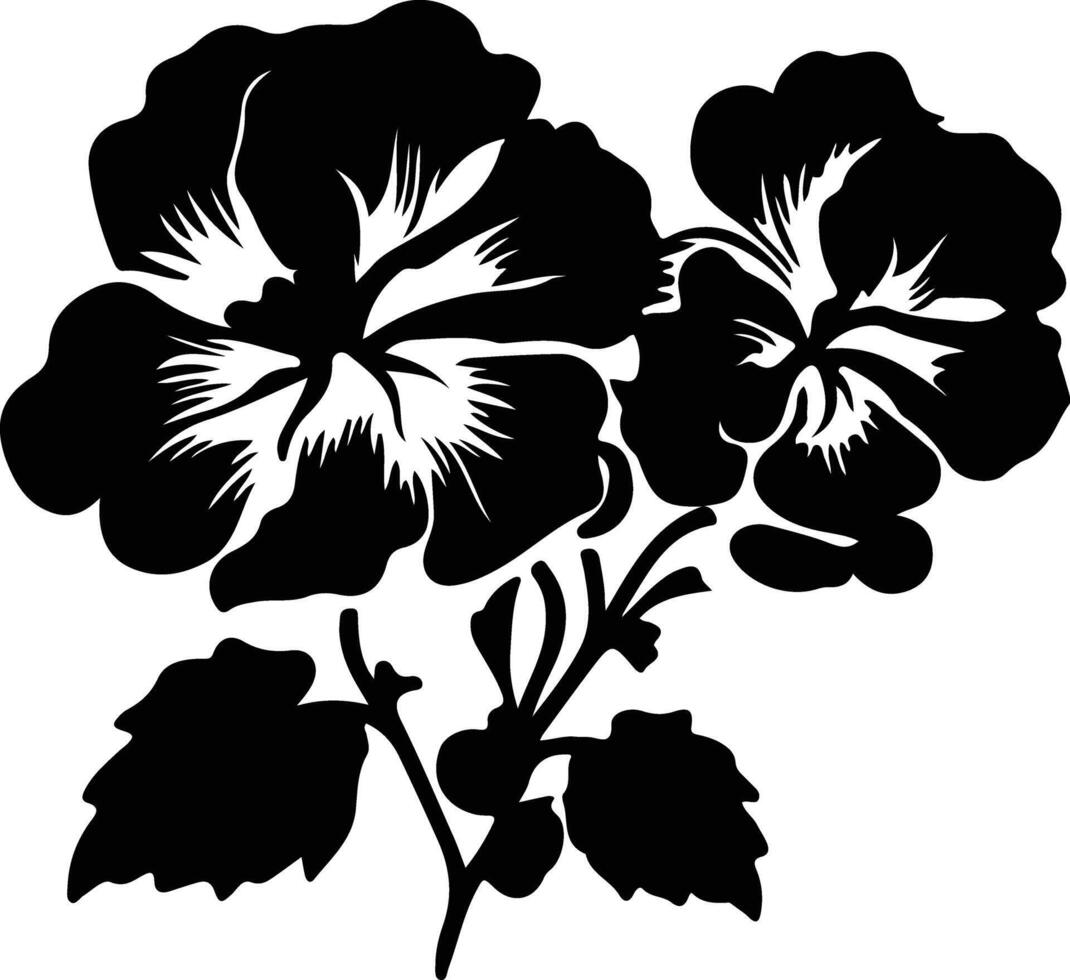 AI generated begonia  black silhouette vector