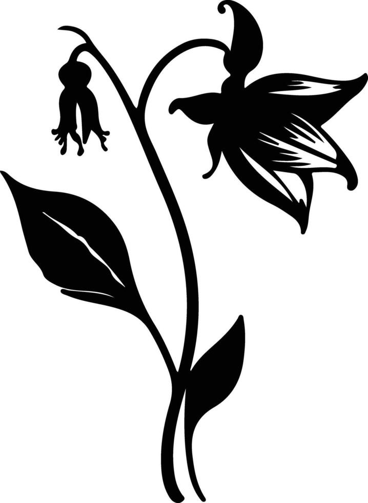 AI generated bellflower  black silhouette vector