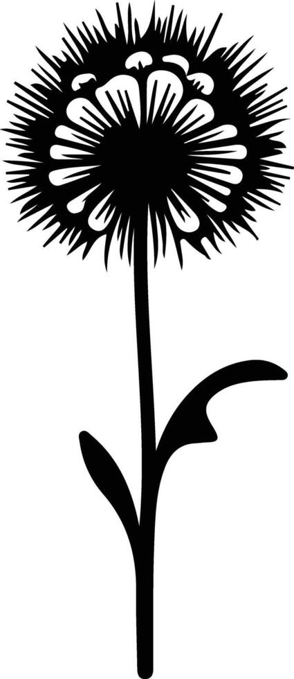 AI generated bachelor button  black silhouette vector