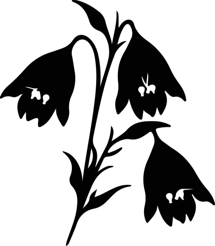 AI generated bellflower black silhouette vector