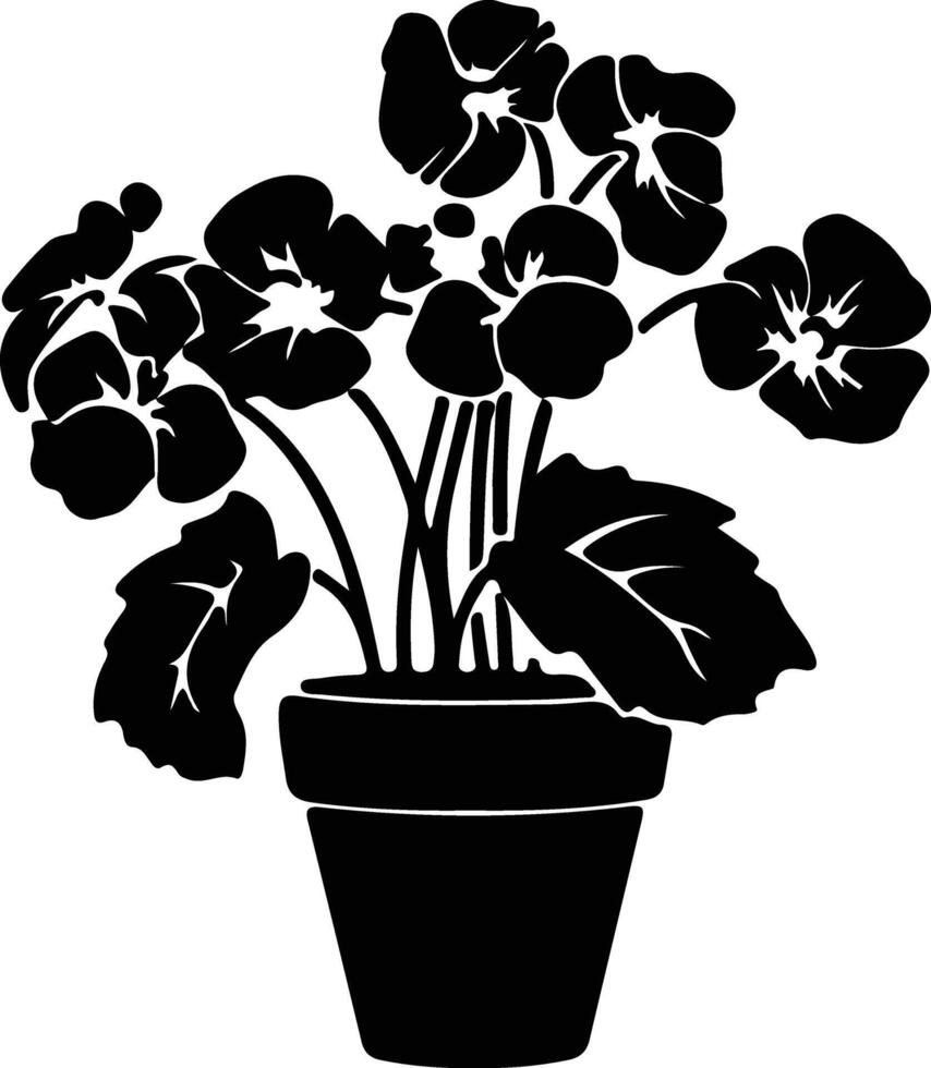 AI generated begonia  black silhouette vector