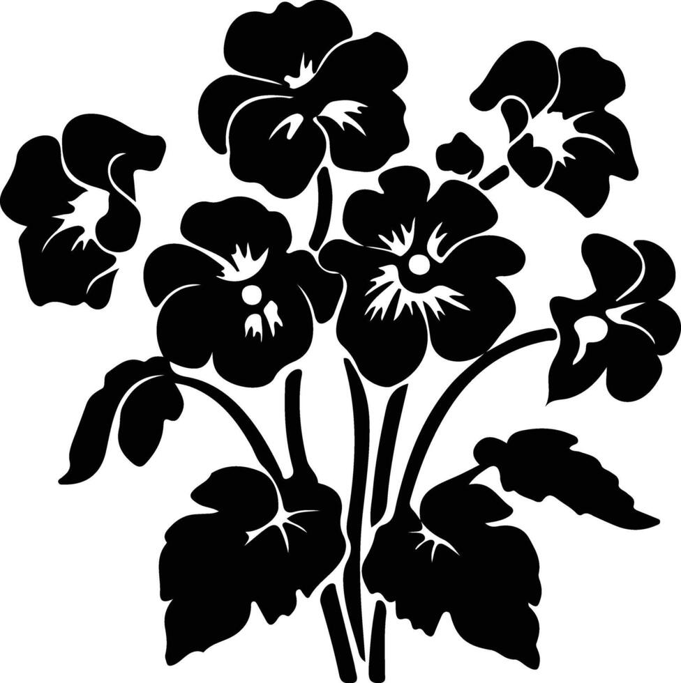 AI generated begonia  black silhouette vector