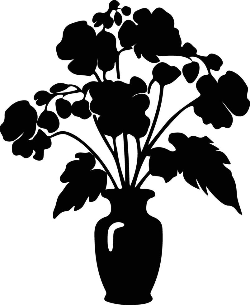 AI generated begonia  black silhouette vector