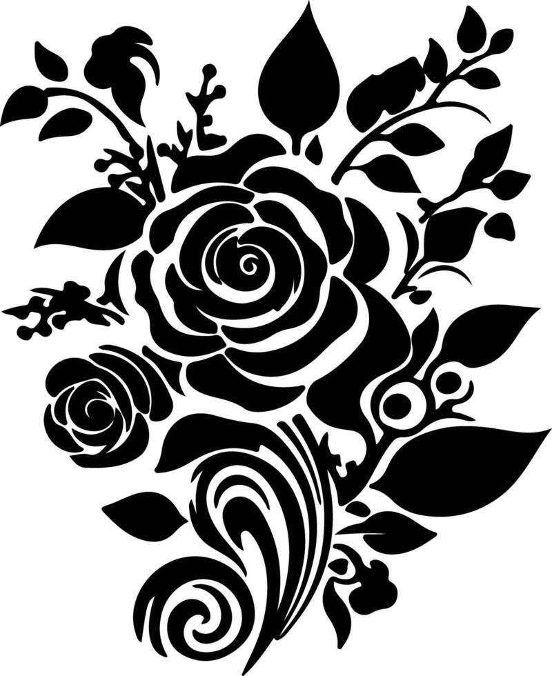 ai generado ramo de flores negro silueta vector