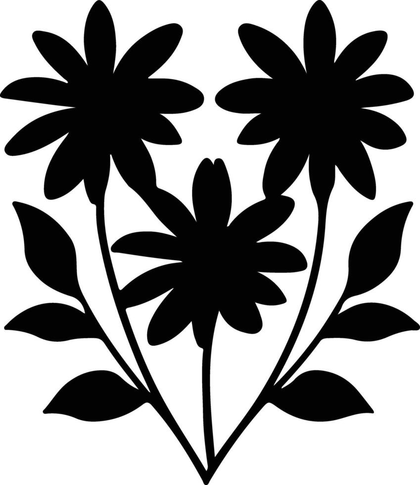 AI generated black-eyed Susan  black silhouette vector