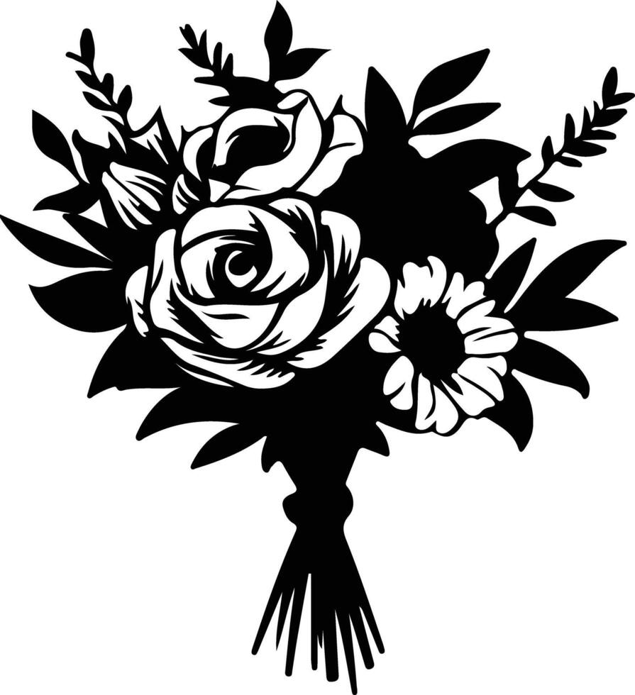 AI generated bouquet  black silhouette vector