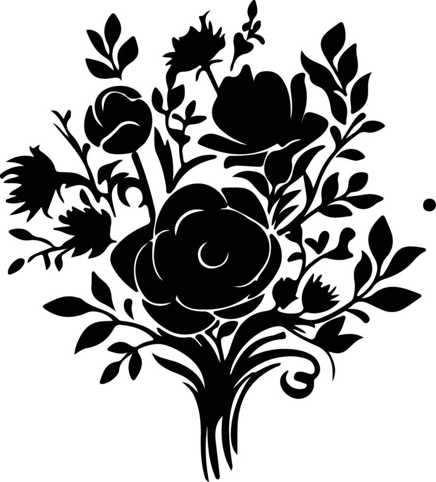 AI generated bouquet  black silhouette vector