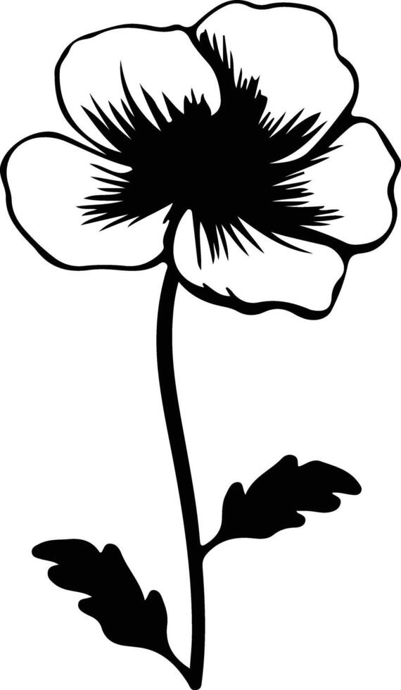 AI generated buttercup black silhouette vector