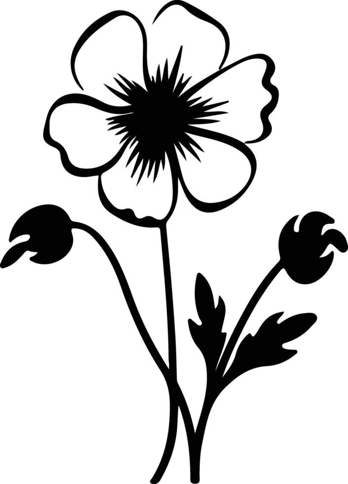 AI generated buttercup  black silhouette vector