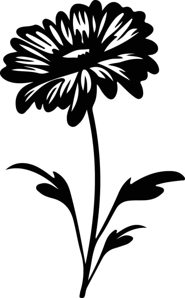 AI generated calendula  black silhouette vector