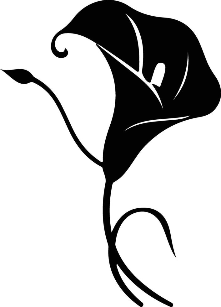 AI generated calla lily  black silhouette vector