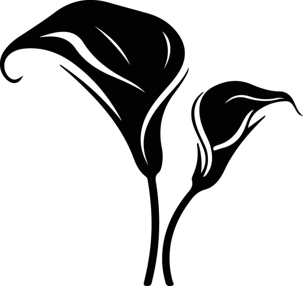 AI generated calla lily  black silhouette vector