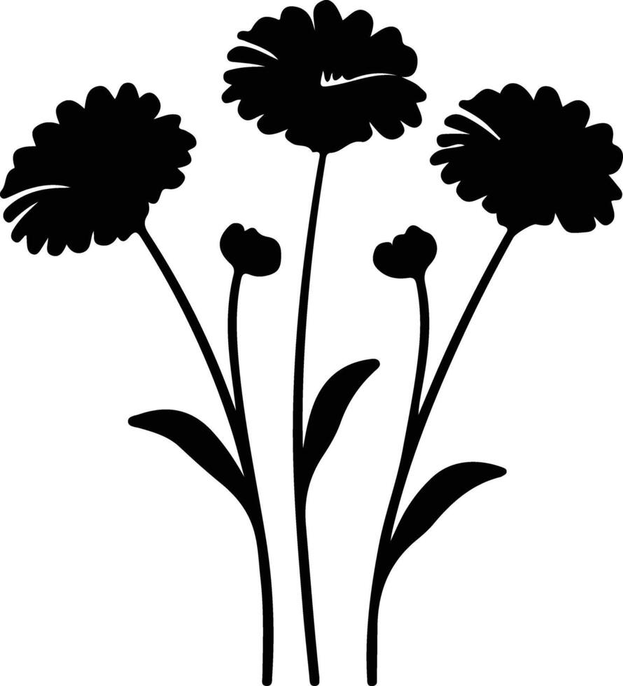 AI generated calendula  black silhouette vector