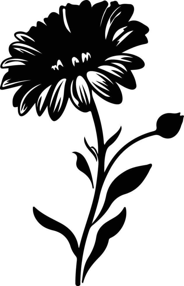 AI generated calendula black silhouette vector