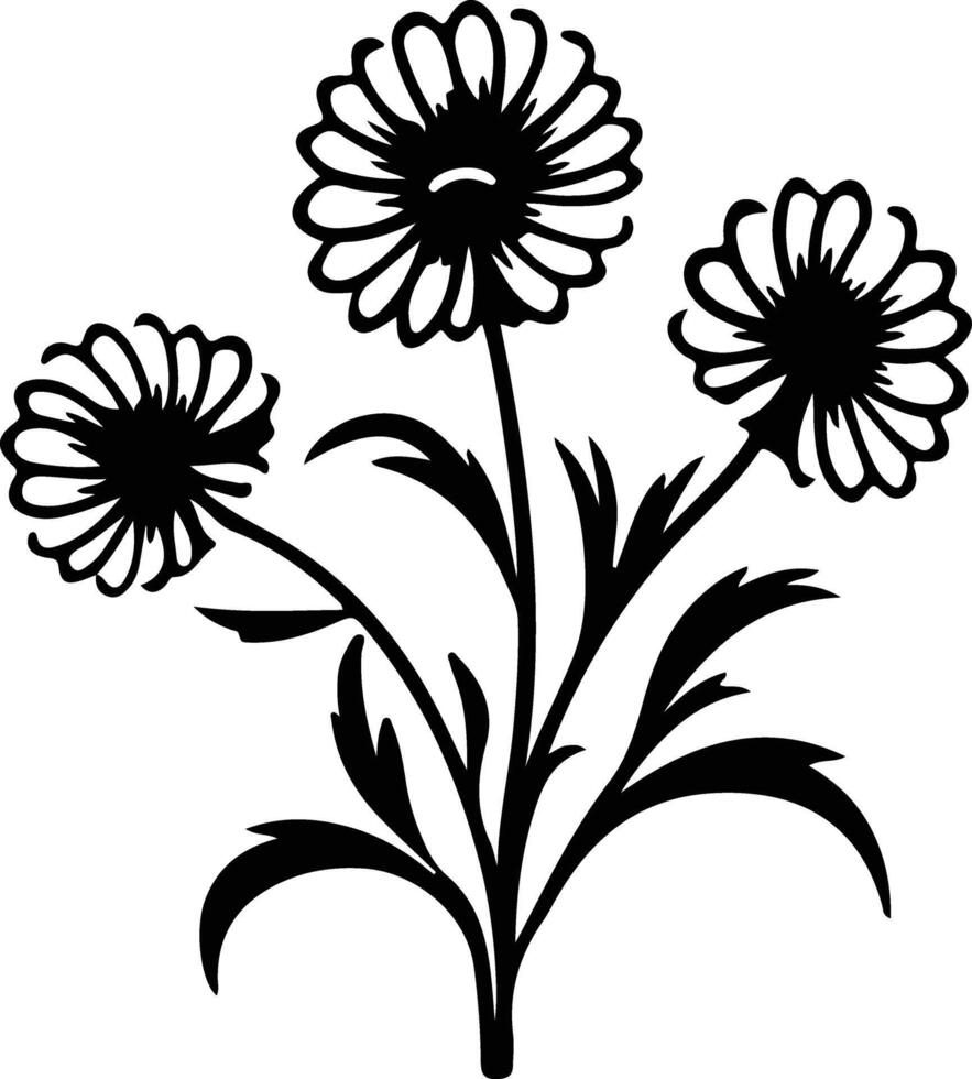 AI generated calendula  black silhouette vector