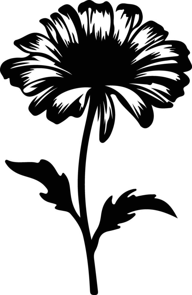 AI generated calendula  black silhouette vector