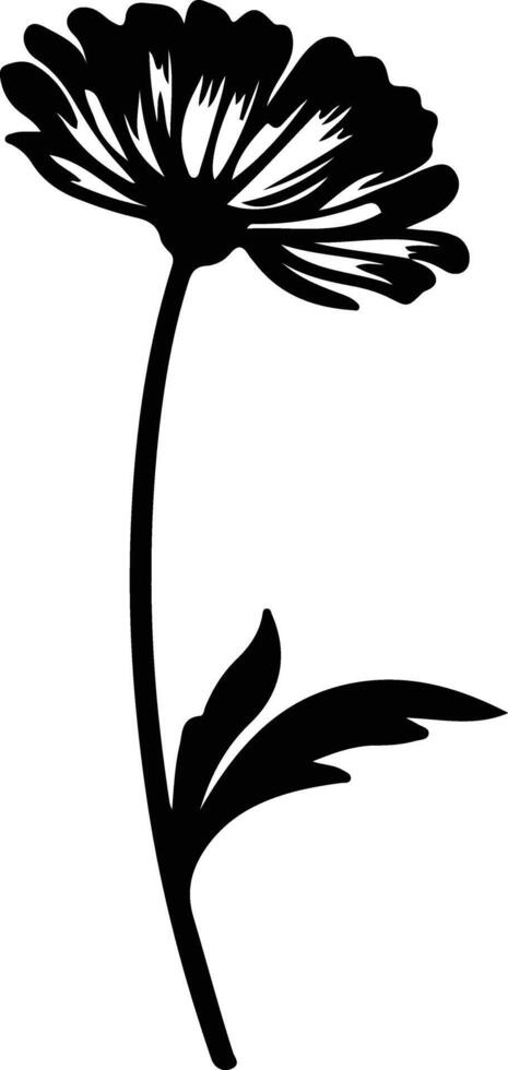 AI generated calendula  black silhouette vector