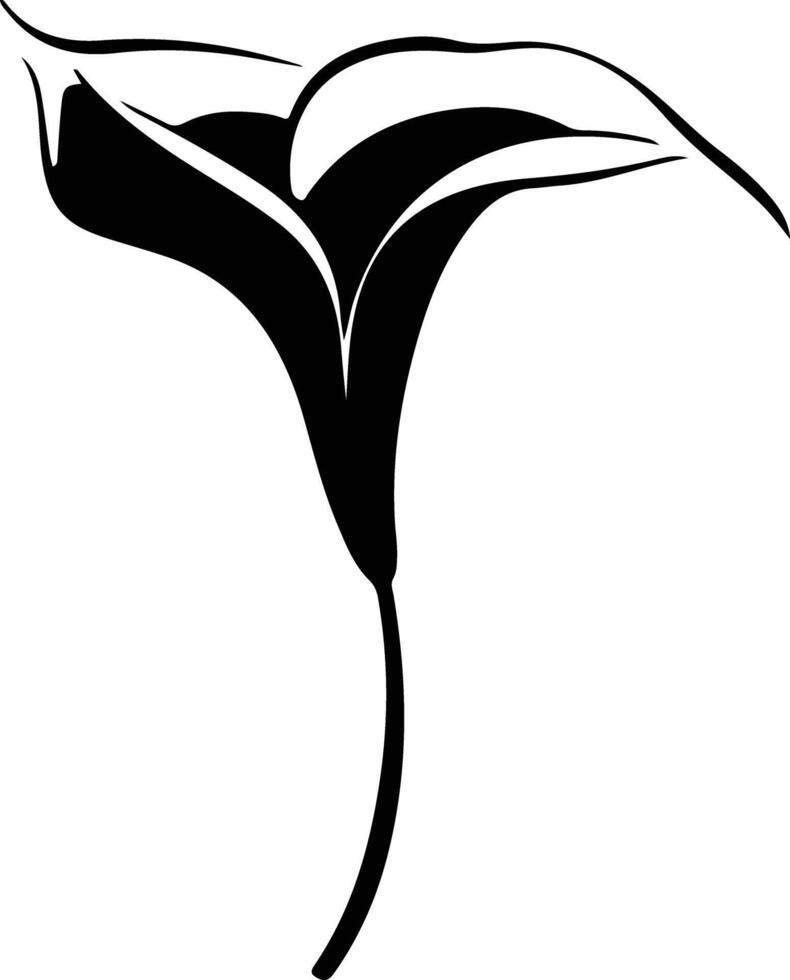 AI generated calla lily  black silhouette vector