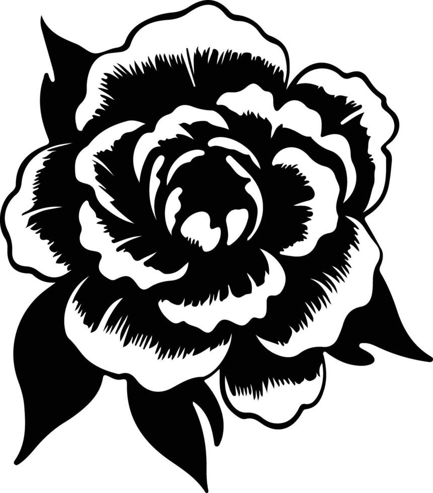 AI generated camellia  black silhouette vector