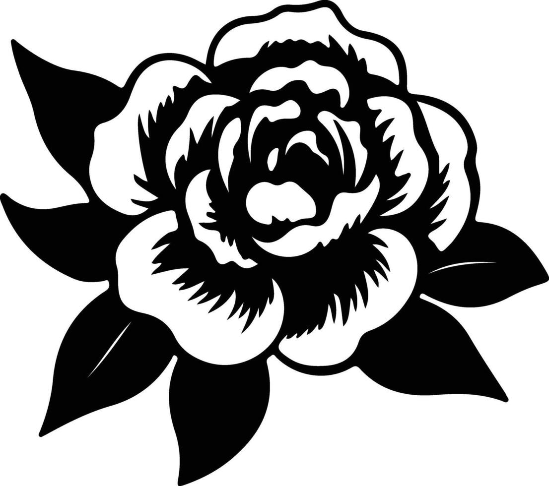 AI generated camellia  black silhouette vector